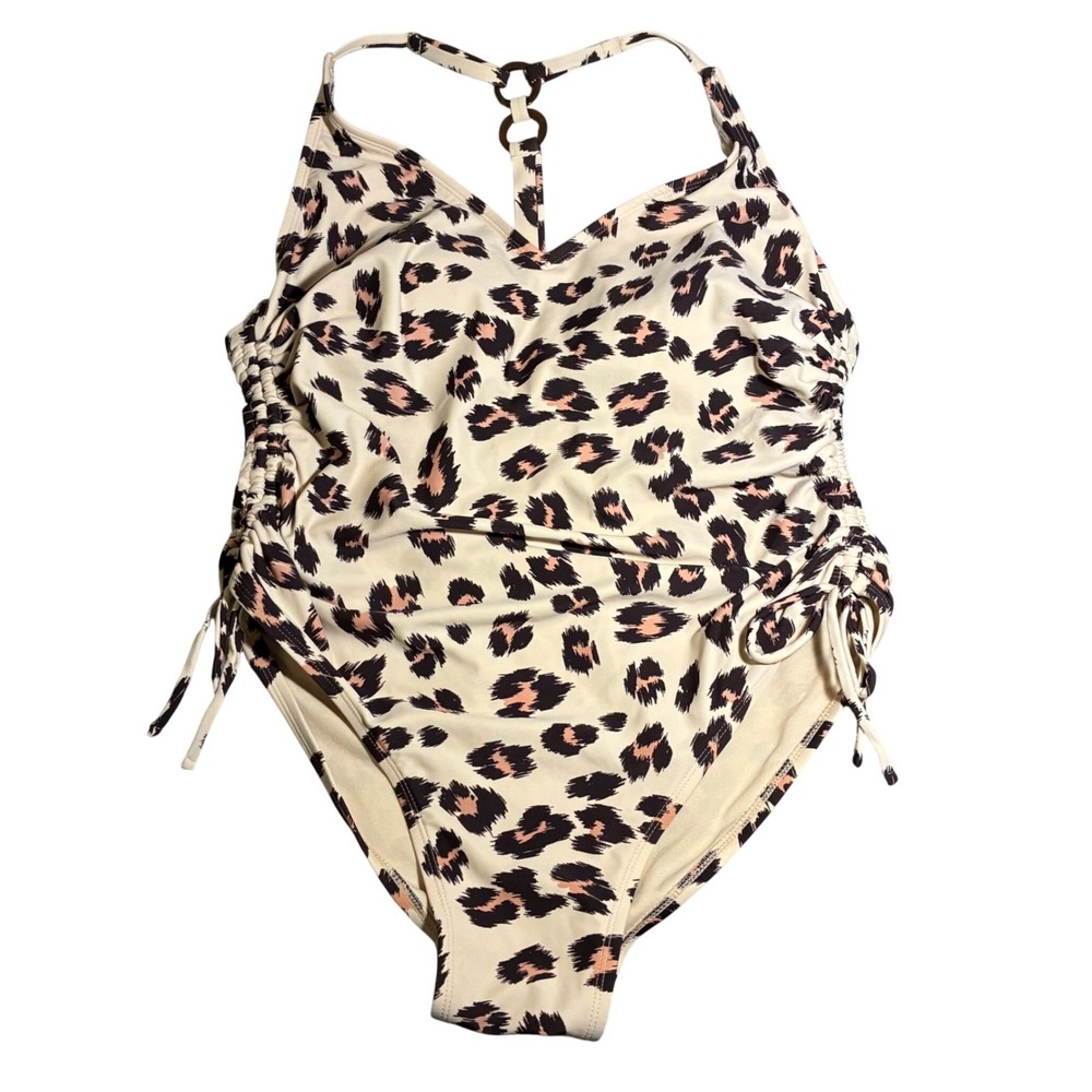 Kona‎ Sol Leopard One-Piece Swimsuit Ruched Halter Size XL